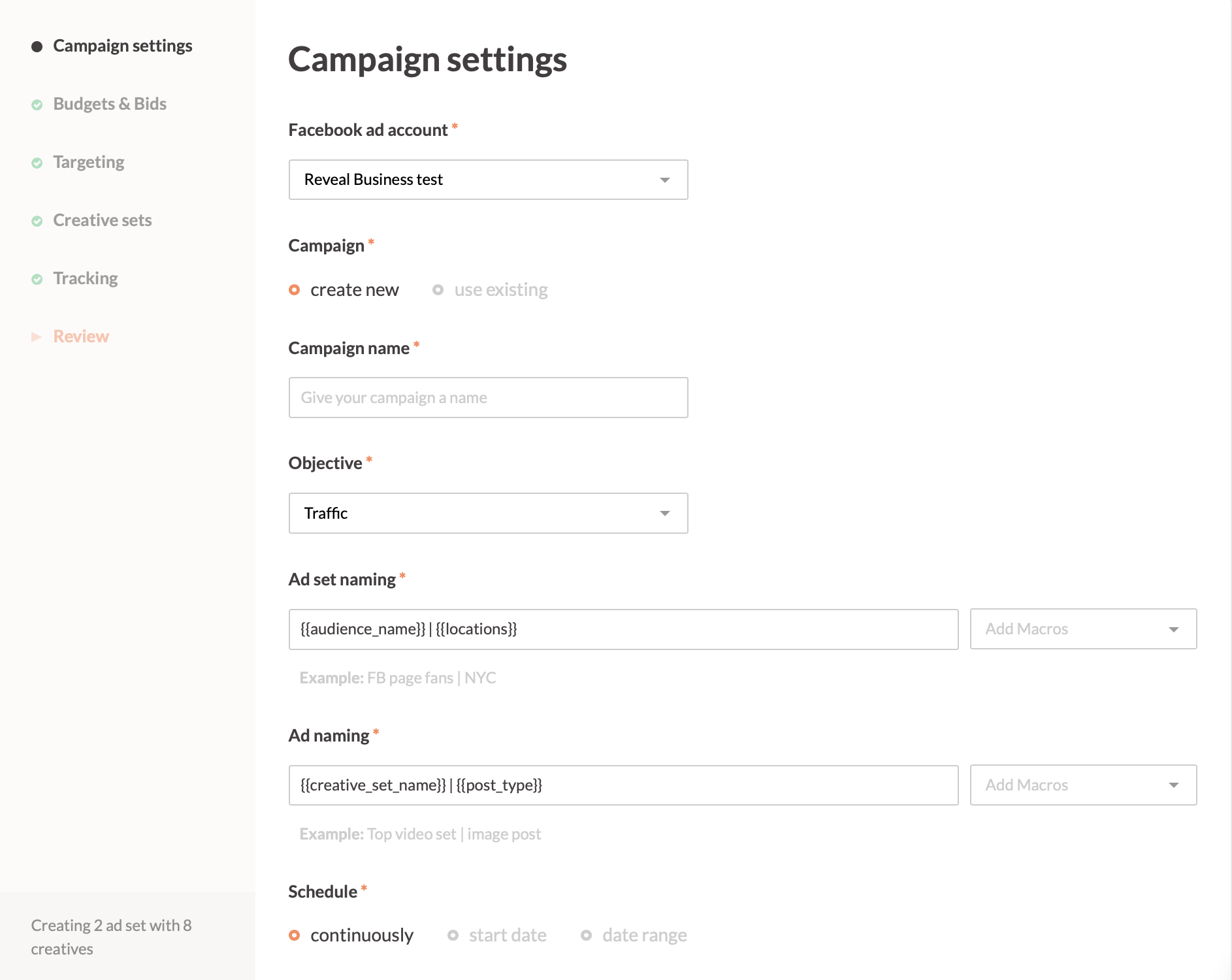Bulk upload campaign settings