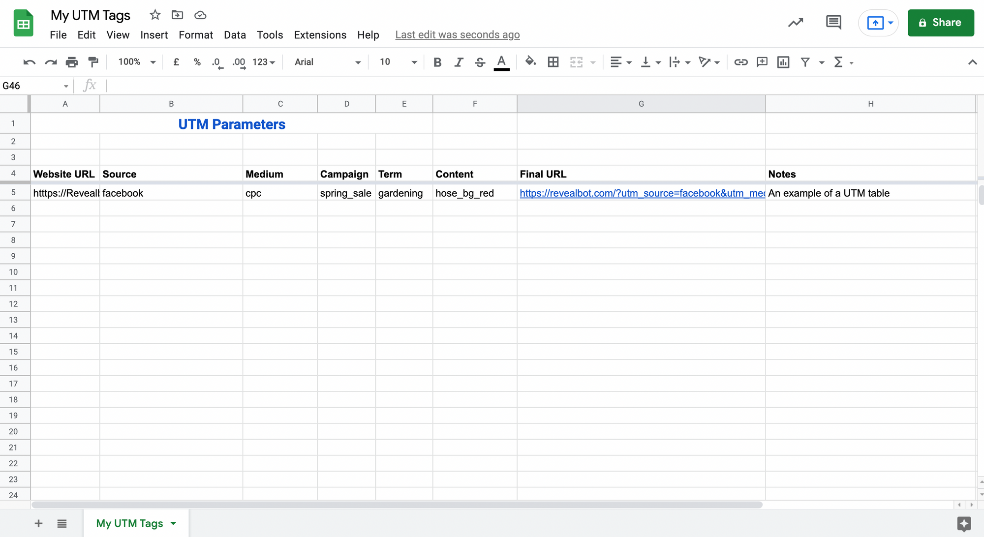 Track UTMs in a Google Sheet