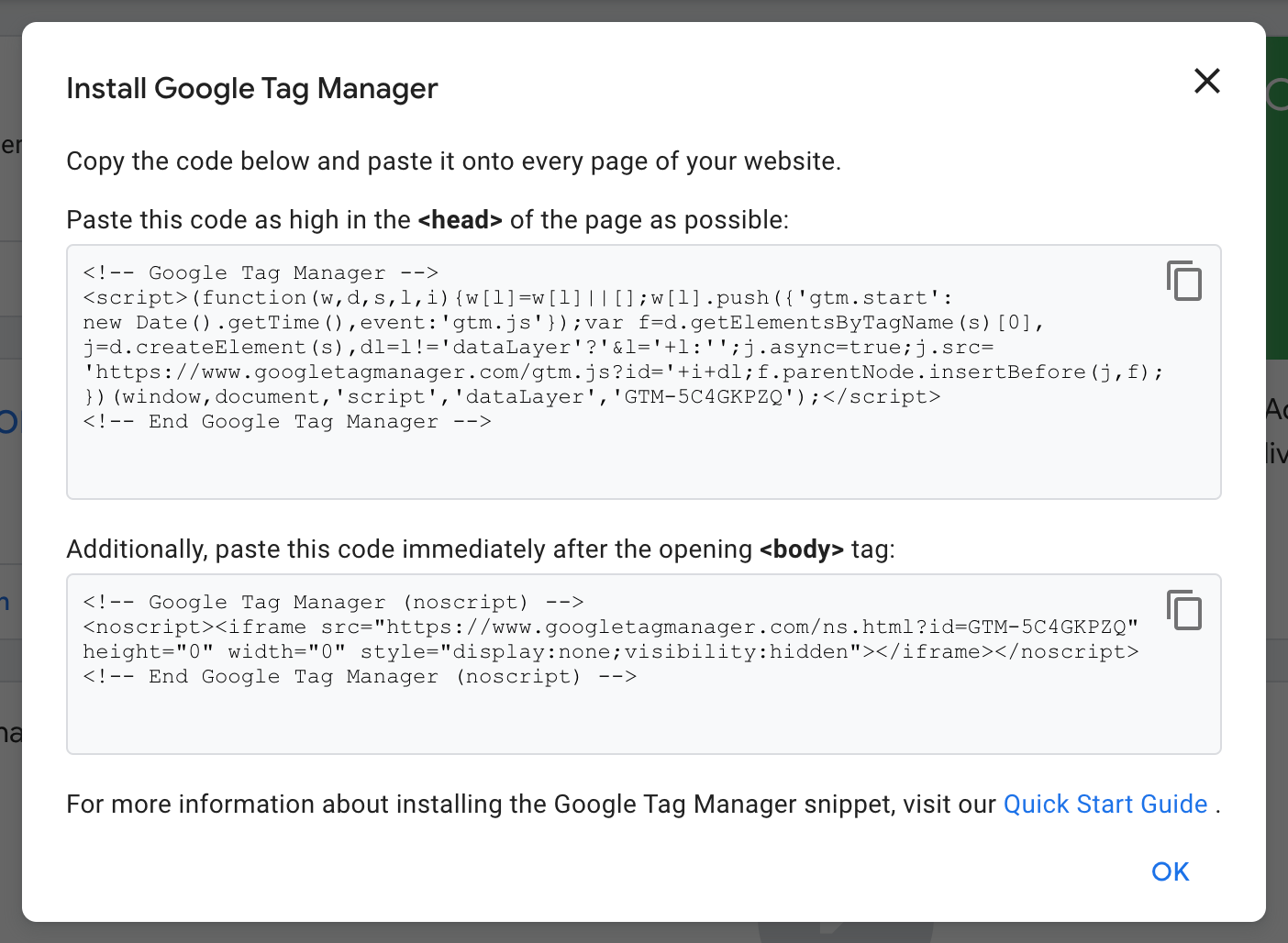 Google Tag Manager code