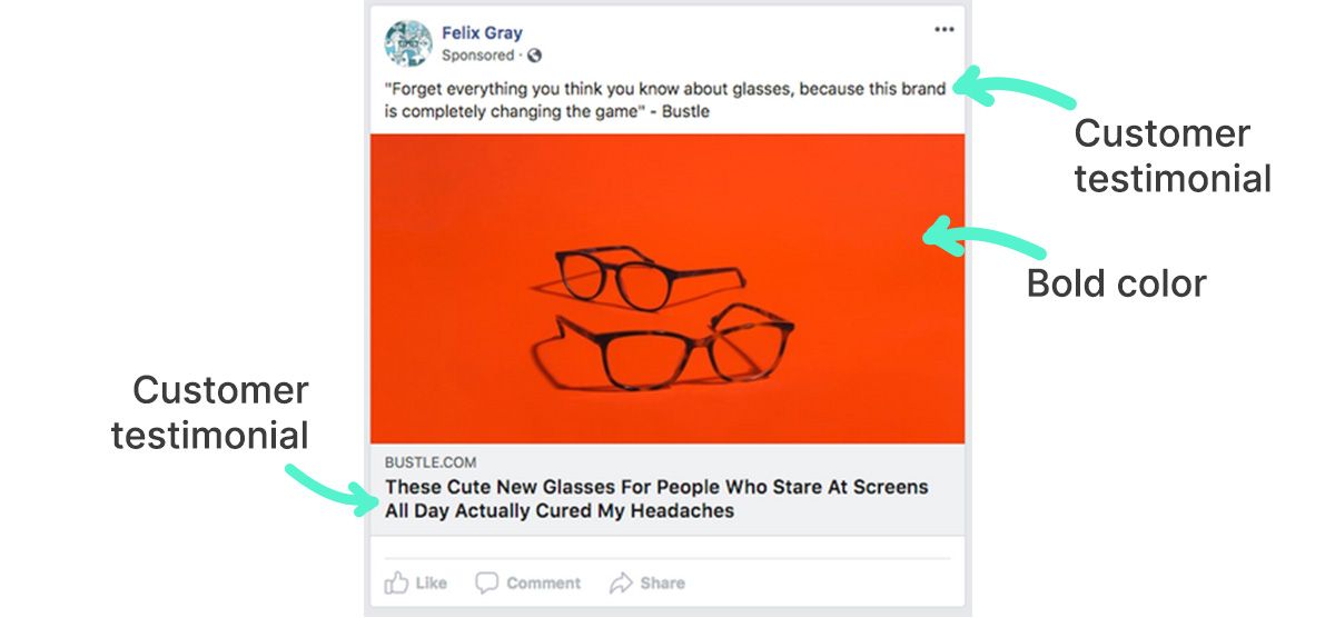 Facebook Bold color ad example