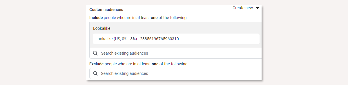 Edit custom audiences byt including or excluding other audiences.